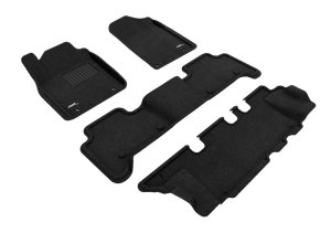 Infiniti Qx56 Floor Mat Set - Front Rear and Third Row - 3D MAXpider - Elegant Series - Black - `11-`13